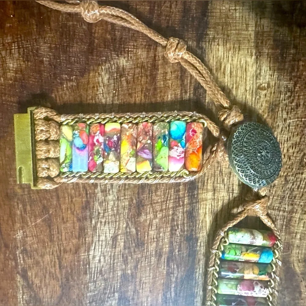 Rainbow Jasper 20mm Smartwatch band for wrist 5-6.5 inches.